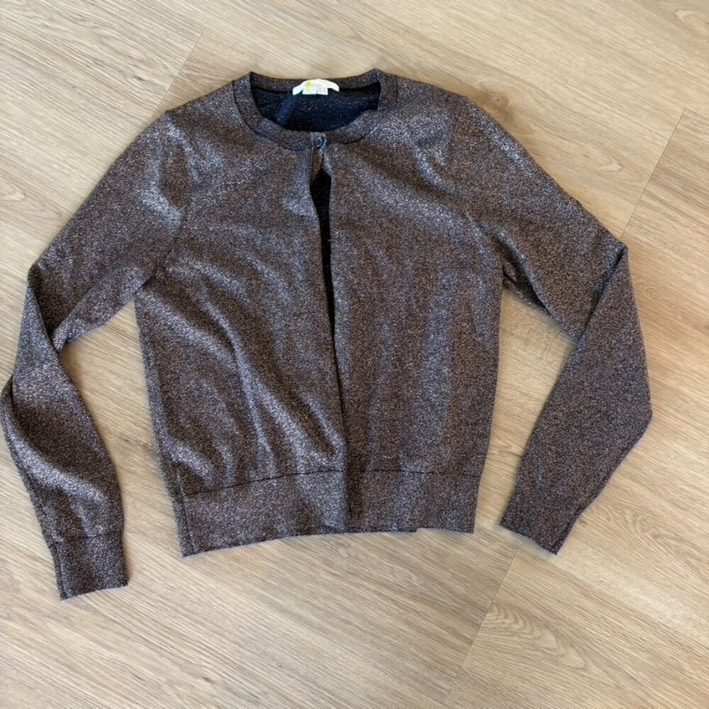 ** Biden Cardigan Sweater Womens Size‎ 8 Black Golden Rosetta Metallic Shimmer